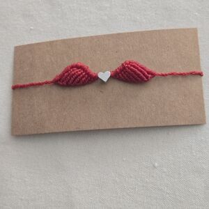 022 New Handmade Micro- Macrame Red Heart Charm Bracelet